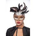 Kayso Plastic Mask with Gold Lace  feathers FLM005GD